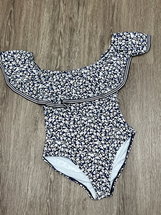 Other - Lauren Ralph Lauren Off Shoulder One Piece Swimsuit Floral Ruffle Blue White